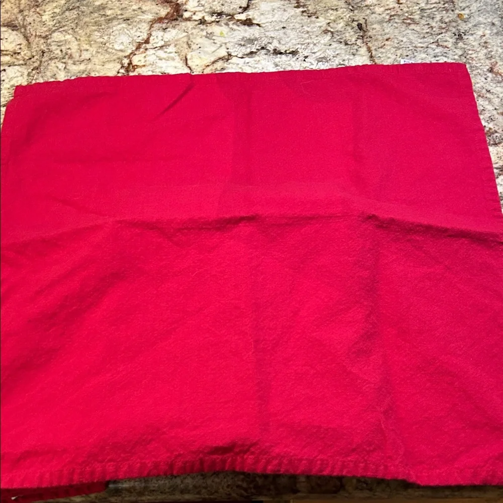 Set of Five Red Cloth Napkins Size 19” by 19”; Used once and Washed.